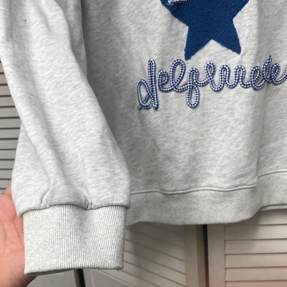Aelfric Eden Light Gray Hoodie with Navy Blue Star Patch - Picture 8 of 12